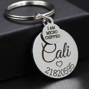 Microchipped Dog Tag, Microchip Dog Tag, Heart Phone Personalized Dog Tag, Engraved Dog Tag, Custom Dog Tag, Stainless Steel Dog Tag