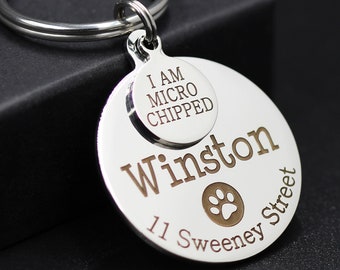 Microchipped Dog Tag, Microchip Dog Tag, Personalized Dog Tag, Engraved Dog Tag, Custom Dog Tag, Stainless Steel Dog Tag