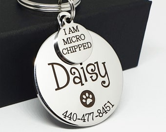 Microchip Dog Tag, Microchipped Dog Tag, Custom Dog Tag, Engraved Dog Tag, Personalized Dog Tag, Stainless Steel Dog Tag