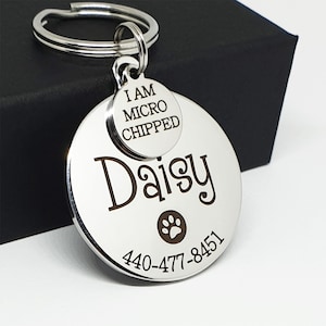 Microchip Dog Tag, Microchipped Dog Tag, Custom Dog Tag, Engraved Dog Tag, Personalized Dog Tag, Stainless Steel Dog Tag