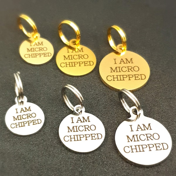 Tiny Microchipped Dog Tag 10 mm 12 mm 15 mm, Microchip Cat Tag, Custom Engraved Stainless Steel Pet Tag