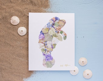 Pressed Flower Manatee Print