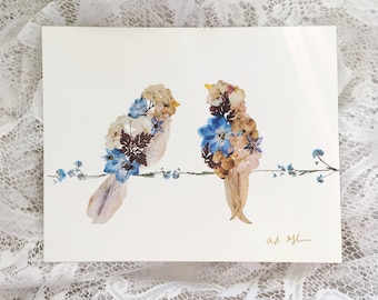 Pressed Flower Lovebirds Print