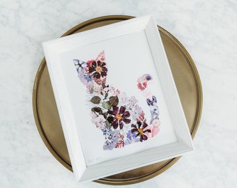 Pressed Flower Cat Print "Cali"