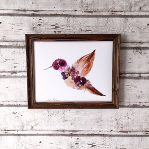 Pressed Flower Hummingbird Print