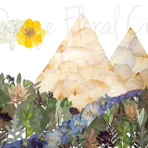 Pressed Flower Mountain Scene Print