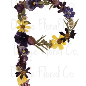 Letra P de flor prensada (download digital)