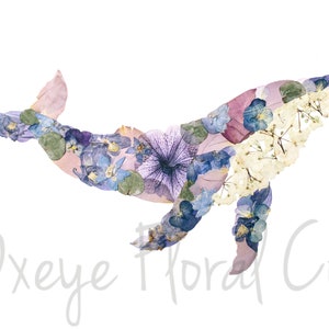 Pressed Floral Whale Print