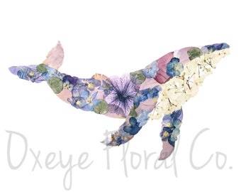 Pressed Floral Whale Print