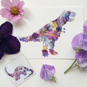 Pressed Flower Dinosaur Prints