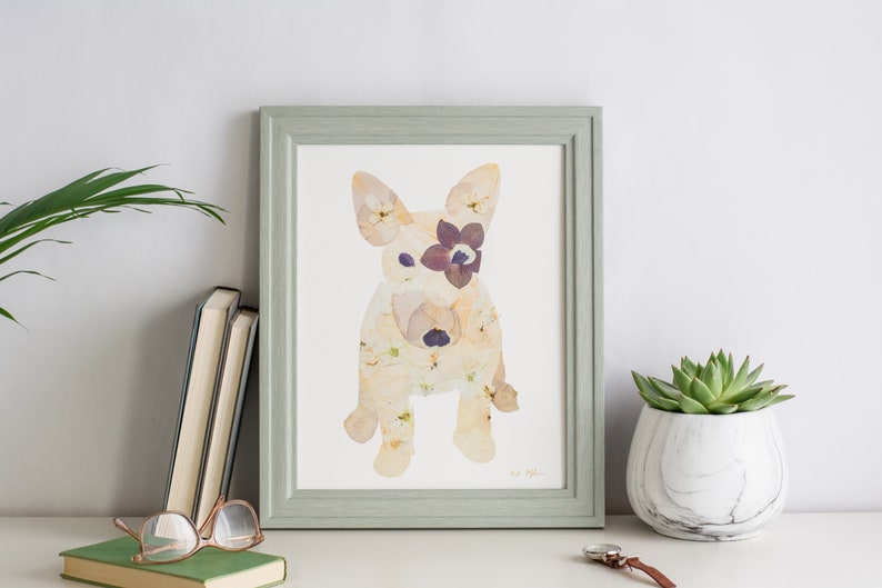 Pressed Flower Bull Terrier Print image 1