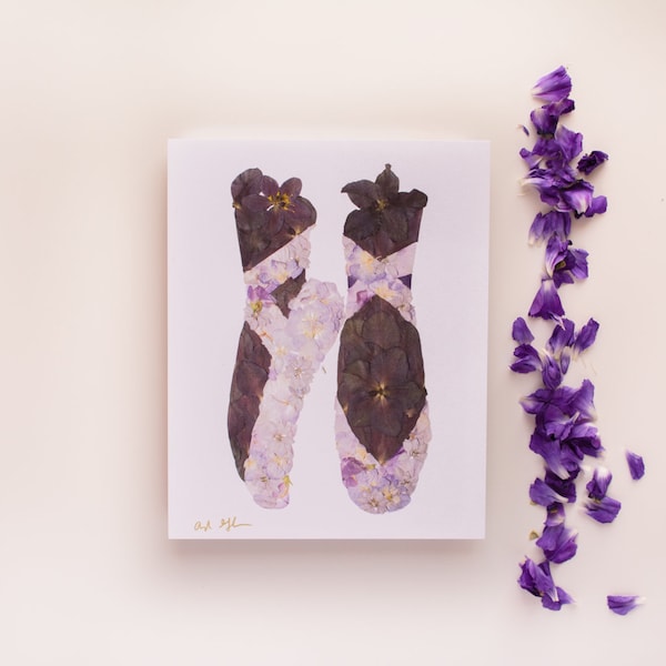 Estampado de zapatillas de ballet con flores prensadas (morado)