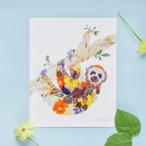 Pressed Flower Sloth Print image 3