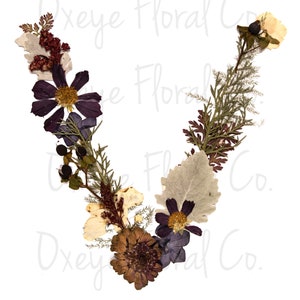 Letra V de flor prensada (download digital)
