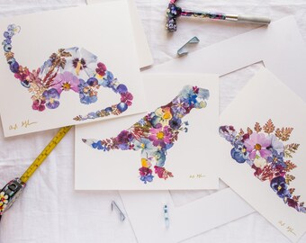 Pressed Flower Dinosaur Prints