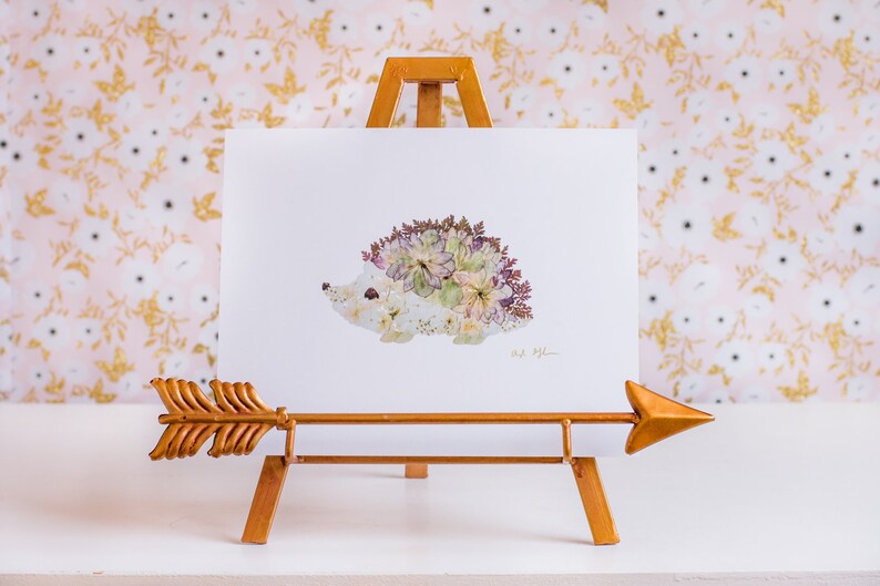 Pressed Flower Hedgehog Print image 2