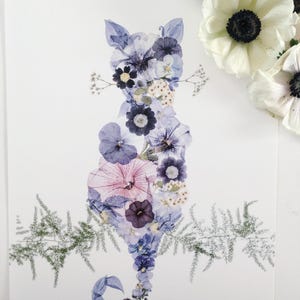 Imprimé chat fleurs pressées « Carter »