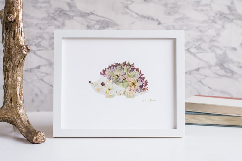Pressed Flower Hedgehog Print image 4