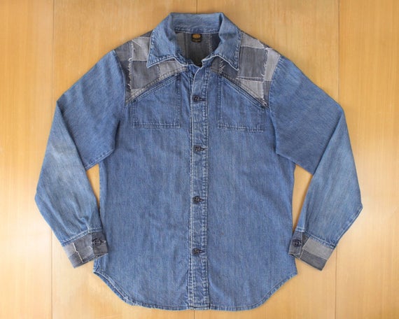 VINTAGE Patchwork Style Denim Shirt 