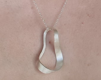 Large Sterling Silver Mobius Pendant, Geometric Infinity Necklace