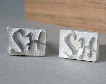 Letter cufflinks, Cufflinks for groom, Cufflinks personalized silver, Cufflinks father of the bride, Cufflinks silver, Gift for him unique