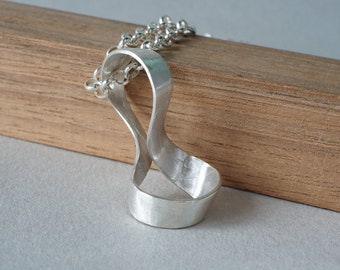 Sterling Silver Mobius Strip Pendant, Maths Science Jewelry