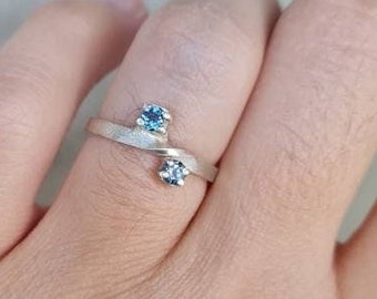 Gemstone Mobius Twist Ring, Dainty Infinity Wedding Band