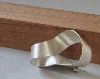 Handmade Sterling Silver Mobius Necklace, Geometric Math Pendant