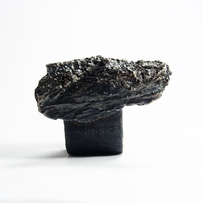 Wide ring in oxidized sterling silver Heavy textured silver wide ring Black sterling silver tree bark ring Nature inspired wide ring
