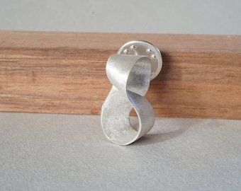 Sterling Silver Mobius Strip Pin, Maths Jewelry