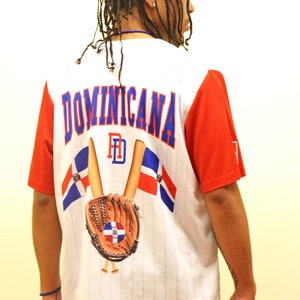 Dominican Republic Flag-Designed Button-Up Baseball Jersey image 2