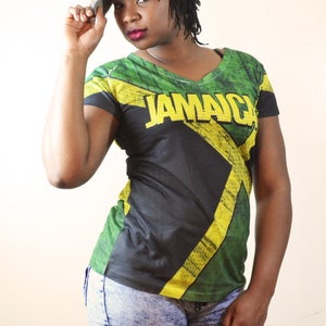 JAMAICA Flag-Designed Shirt for Ladies + Photonovel (+ Denim Shorts)