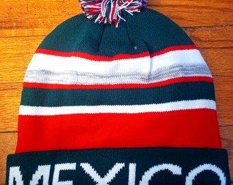 Mexico Flag-Designed Winter Sweater Hat + Accessories - OS
