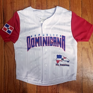 Kids Dominican Republic Flag-Designed Button-Up Baseball Jersey