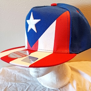 Gorras de béisbol ajustables con cierre a presión y diseño de la bandera de Puerto Rico