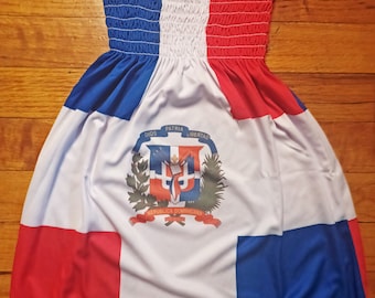 Dominican Republic Flag Designed Sundress for Girls