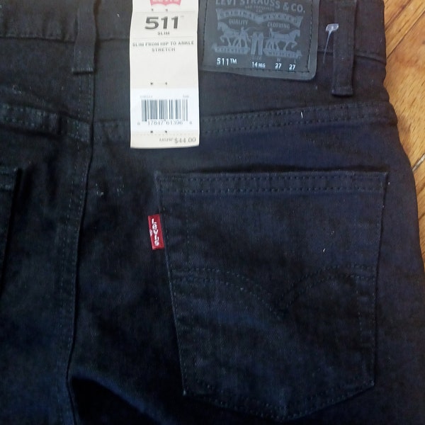 Boys Black Denim Jeans, Size 14 + Photonovel