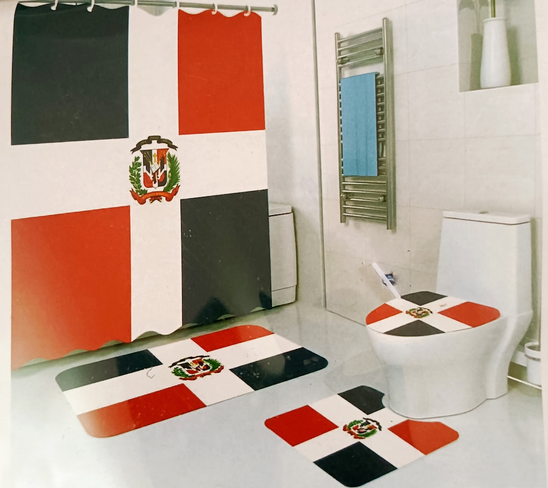 Dominican Rugs Dominican Republic Flag Designed 16 Pc. Bathroom Sets - Shower Curtain ...