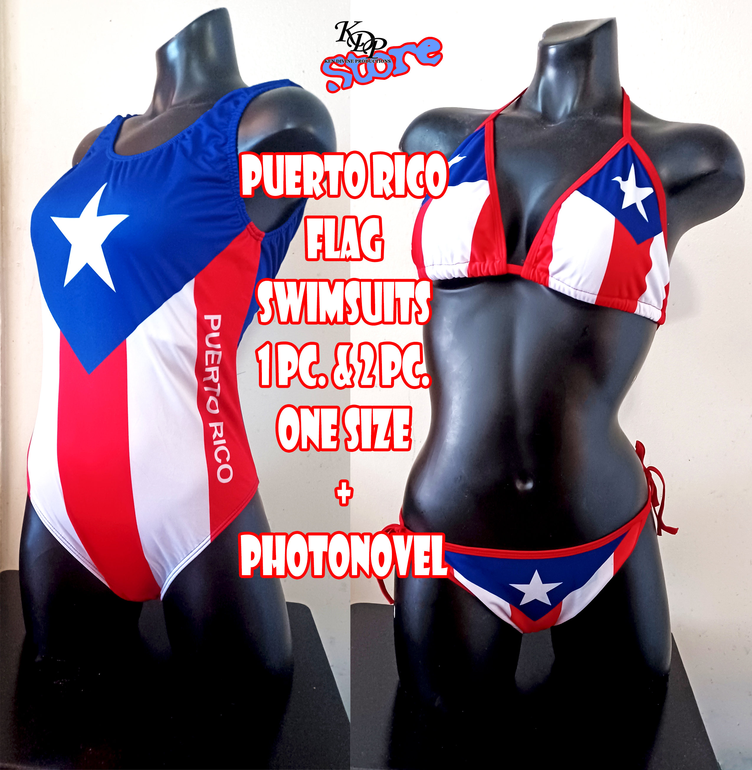 PUERTO RICO Flag-Designed Swimsuit + Photonovels