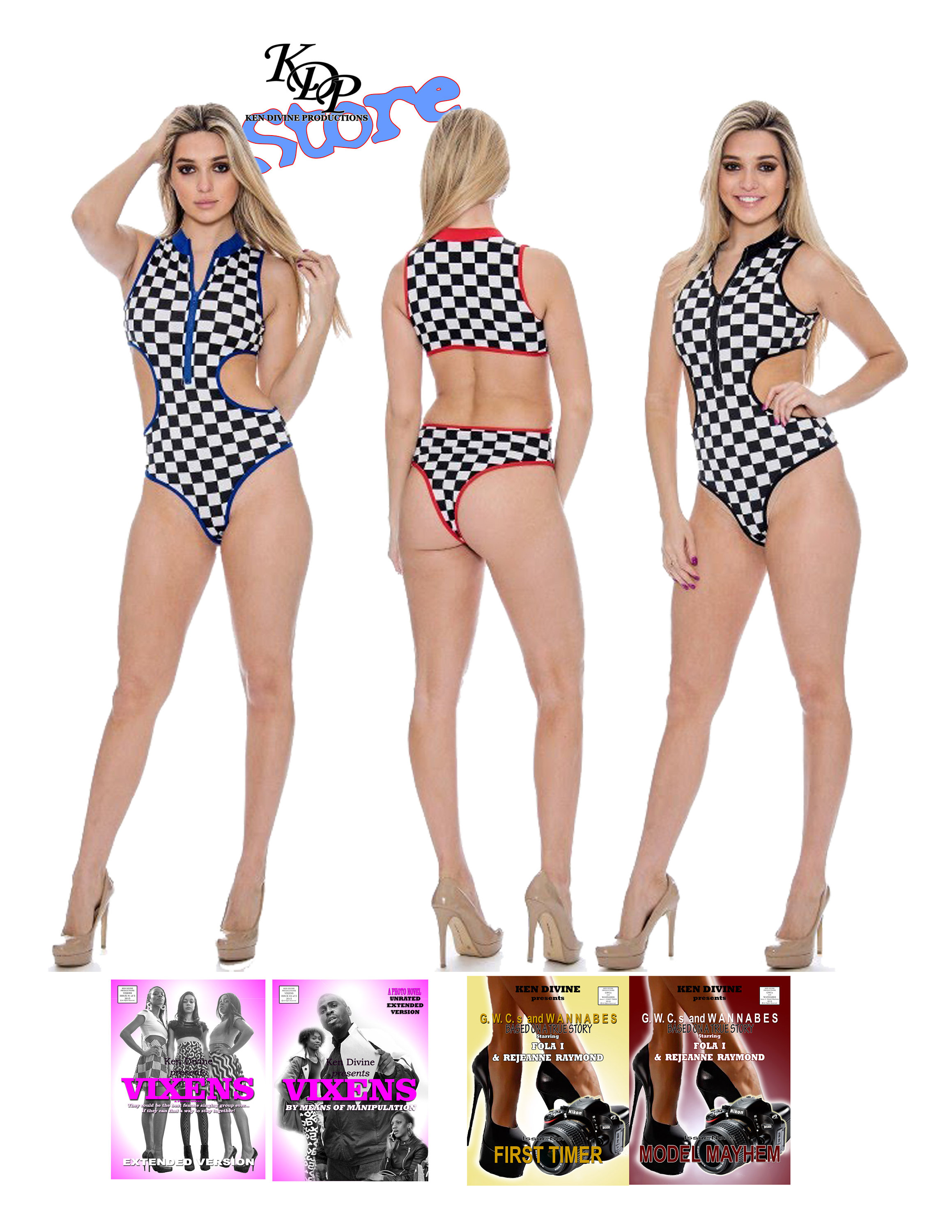 CLEARANCE - Women's Checkerboard Style Bodysuit + PhotoNovel