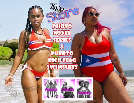 Vixens Photonovel And Puerto Rico Flag Designed Swimsuit Etsy