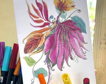 Wildflower Note Cards: Handmade Floral Prints, Colorful Stationery (Set of 8)