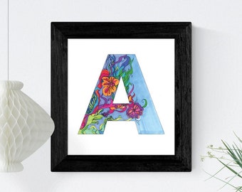 Floral Letter A Coloring Page: DIY Monogram Initial (PDF & PNG)
