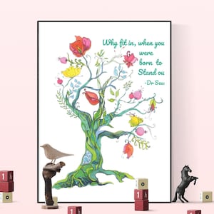 Dr. Seuss Quote Print: Whimsical Watercolor Blooming Tree