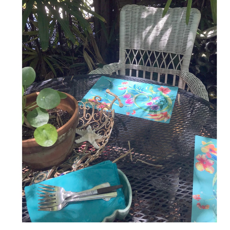 Colorful Placemats Waterproof Placemat Floral Art Placemat Etsy