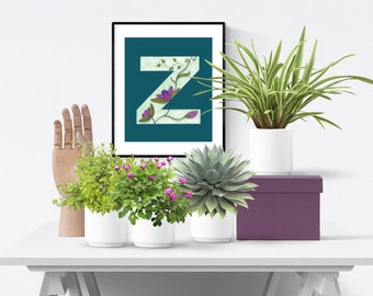 Floral Letter Z Coloring Page: Monogram Initial (PDF & PNG)