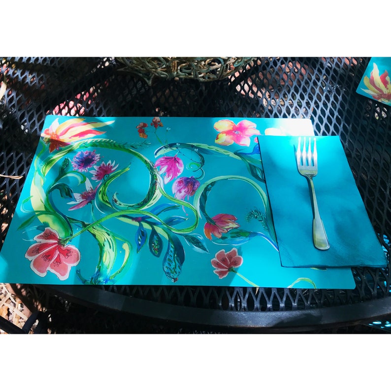 Colorful Placemats Waterproof Placemat Floral Art Placemat Etsy
