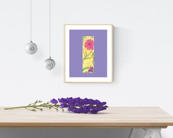 Floral Monogram Letter I Coloring Page (PDF & PNG)