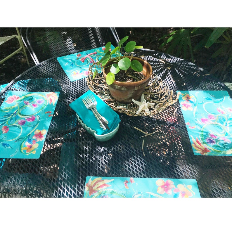 Colorful Placemats Waterproof Placemat Floral Art Placemat Etsy