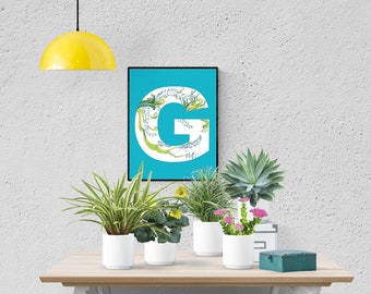 Floral Monogram Letter G Coloring Page (Digital Download)